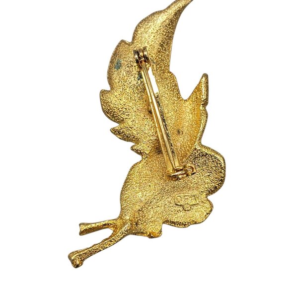 Dubarry Fifth Ave Double Leaf Brooch Textured Gold Vintage DBA High Collectible - Picture 5 of 8